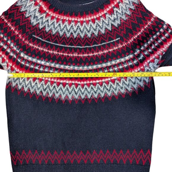 Tommy Hilfiger Sweater Womens Small Fair Isle Wool Blend Sequin Nordic Ski Lodge - Picture 8 of 8
